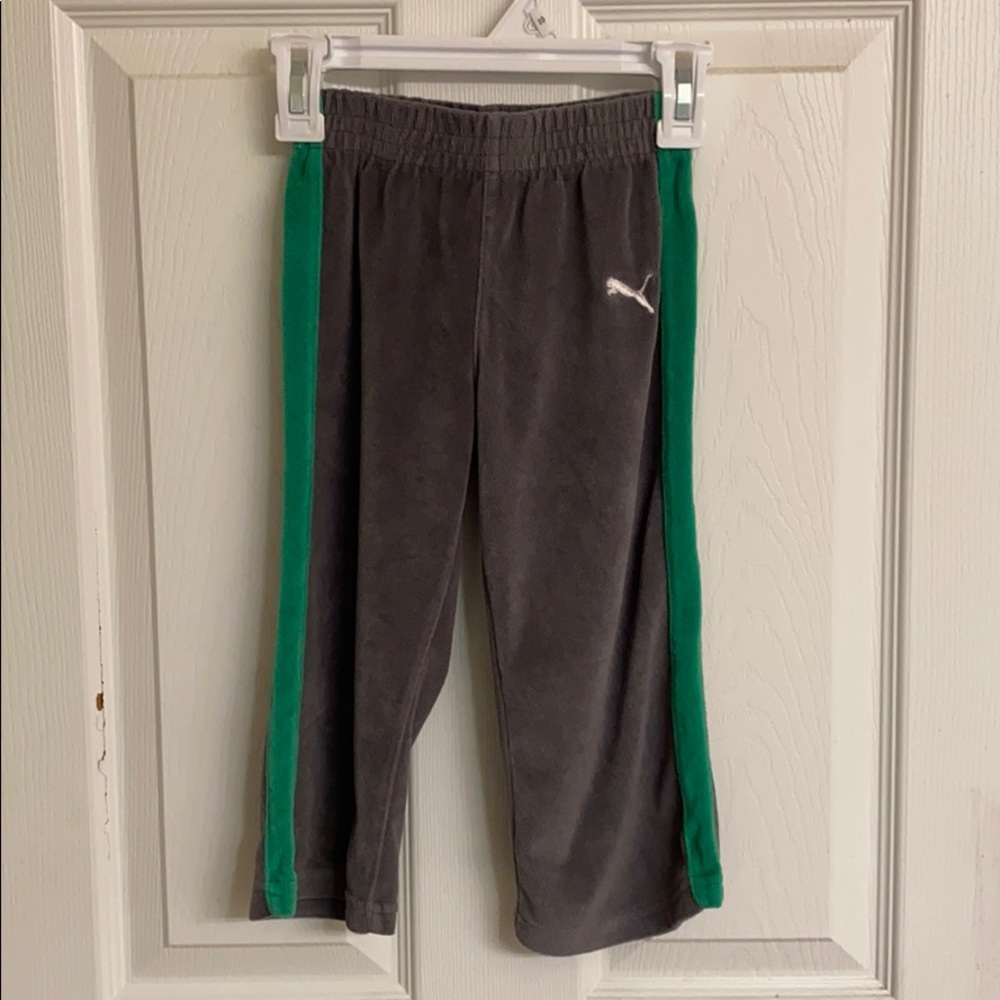 Puma Gray & Green Soft Sweatpants Elastic Waist Cotton-blend Size 2T EUC